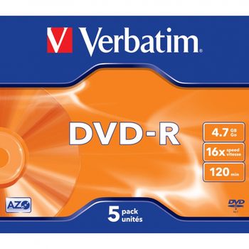 Dvd-r Verbatim Matt Silver Jewel Case 5 Uds