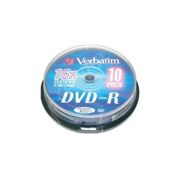 Pack de 5 DVD-R 4,7 Go 16x VERBATIM à Prix Carrefour