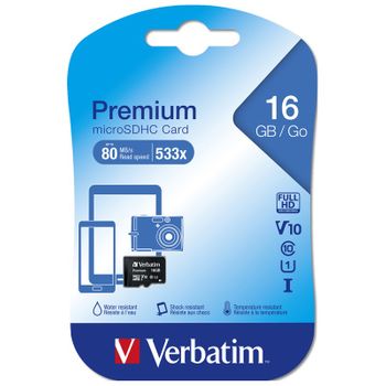 Verbatim_memorias Tarjeta Microsdhc 16gb Clase 10 Uhs-i Verbatim Premium