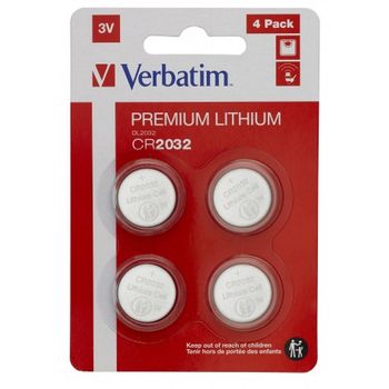 Verbatim Pilas Planas Litio Cr2032 Pack 4 Uds