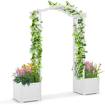 Pérgola De Jardín Con Jardinera, Arco De Madera Con Enrejado Costway 184 X 42 X 200 Cm