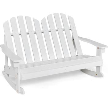 Silla Mecedora Adirondack Para 2 Plazas, Banco Mecedor Exterior Niños Costway 100 X 70 X 68 Cm Blanco