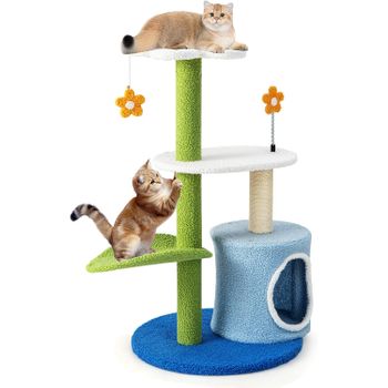 Árbol Para Gatos, Torre Para Gatos En Forma De Flor Con Rascador Cubierto De Sisal Costway 49 X 49 X 87 Cm