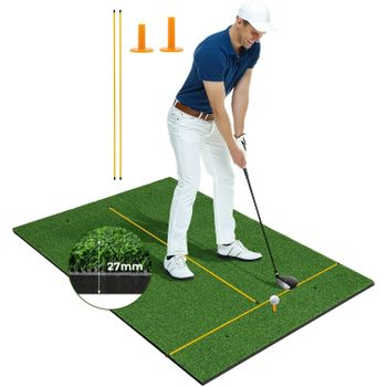 Tapete De Golf 1,5x0,9m, Alfombrilla De Golf Césped Sintético 3 En 1 Costway 153 X 92 Cm