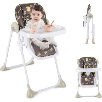 Trona Convertible Para Bebés Con Altura Regulable, Costway 86 X 60 X 101 Cm Marrón