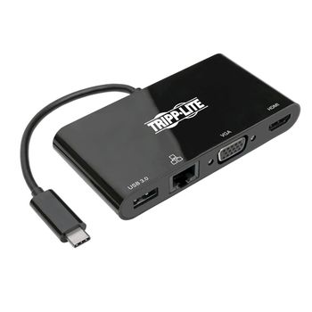 Tripp Lite U444-06n-hv4gub Adaptador Usb 3.1 Gen 1 Usb-c, 4k @30hz - Hdmi, Vga, Puerto De Hub Usb-a Y Gigabit Ethernet, Negro