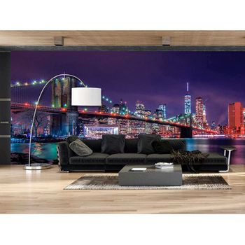 Fotomural Vinilo Vista Nocturna Nueva York 350 X 250 Cm