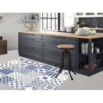 Alfombra Pvc Azulejos Azules 95 X 133 Cm