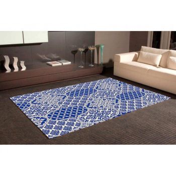 Alfombra Pvc Arte Ornamental Azul 95 X 120 Cm