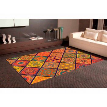 Alfombra Pvc Mosaico Azulejos Naranjas 95 X 133 Cm