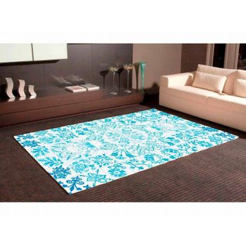 Alfombra Pvc Mosaicos Modernos Azules 95 X 165 Cm