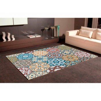 Alfombra Pvc Mosaico Hexagonal Ornamental 95 X 95 Cm