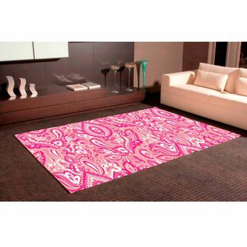 Alfombra Pvc Estampado Paisley Rosa 95 X 95 Cm