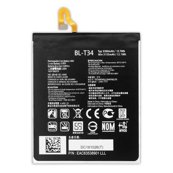 Bateria Compatible Lg Bl-t34 - Lg V30 / V30a / H930 / H932 / Ls998 (3300mah) / Capacidad Original / Repuesto Nuevo Calidad