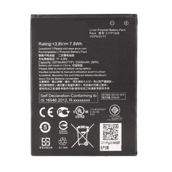 Bateria Compatible Asus C11p1506 - Zenfone Go / Zc500tg / Z00vd - (2070mah) / Capacidad Original / Repuesto Nuevo Calidad