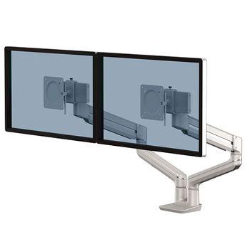 Tallo Brazo Para Monitor Doble - Brazo Giratorio De 270º - Sistema Con Muelle De Gas - Hasta 9kg - Color Plata Fellowes