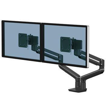 Tallo Brazo Para Monitor Doble - Brazo Giratorio De 270º - Sistema Con Muelle De Gas - Hasta 9kg - Color Negro Fellowes