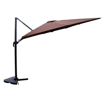 Parasol Excéntrico Rectangular 3 X 4 M, Giratorio En 360° Chocolate Cesare