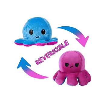 Muñeco Pulpo De Peluche Reversible - Cara Feliz / Triste - Azul Y Rosa. Nuevo - Envío 24h!!