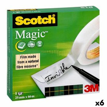 Cinta Adhesiva Scotch Magic 810 Transparente 25 Mm X 66 M (9 Unidades)