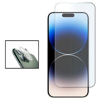 Kit Película Protectora Cámara Trasera + Cristal Templado Gorilasglass Gift4me Compatible Con Movil Apple Iphone 15 Pro - Transparente / Negro