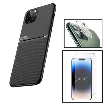 Kit Funda Magnética Anti-choque + Cristal Cleargorilasglass + Pelicula Camara Gift4me Compatible Con Movil Apple Iphone 15 - Negro