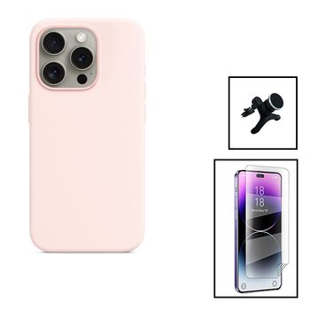 Kit Cristal Templado Gorillasgass + Funda Trasera De Silicona Liquida + Soporte Magnetico Extra Fuerte Gift4me Compatible Con Movil Apple Iphone 15 Plus - Negro