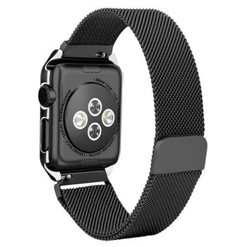 Bracelete Milanese Loop Fecho Magnético Para Apple Watch Series 9 - 41mm - Preto