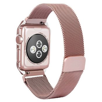 Bracelete Milanese Loop Fecho Magnético Para Apple Watch Series 9 - 41mm - Rosa