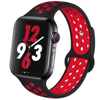 Bracelete Sportystyle Para Apple Watch Series 9 - 41mm - Preto / Vermelho