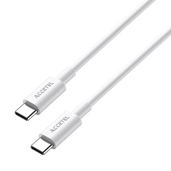 Cabo De Carga Type C - Type C 100w 5ah Accetel Para Apple Iphone 15 Pro - Branco