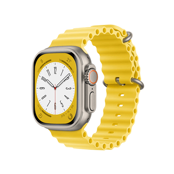 Bracelete Silicone Ocean Para Apple Watch Series 7 - 45mm - Amarelo