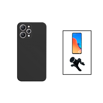 Kit Película De Gel Full Cover Frente + Capa Fléxivel Silicone + Suporte De Carro Extra Firme Para Xiaomi Redmi 12 - Preto