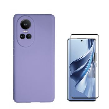 Kitpelícula De Vidro Temperado Curved + Capa Silicone Líquido Phonecare Para Oppo Reno 10 Pro - Roxo