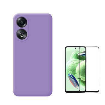 Kit Película De Vidro Temperado 5d Full Cover + Capa Silicone Líquido Phonecare Para Oppo A58 4g - Roxo