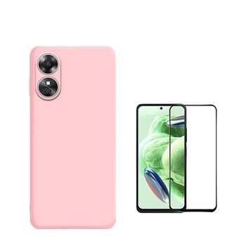 Kit Película De Vidro Temperado 5d Full Cover + Capa Silicone Líquido Phonecare Para Oppo A58 4g - Rosa