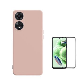 Kit Película De Vidro Temperado 5d Full Cover + Capa Silicone Líquido Phonecare Para Oppo A78 4g - Rosa