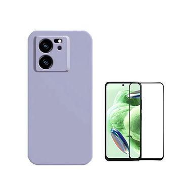 Kit Película De Vidro Temperado 5d Full Cover + Capa Silicone Líquido Phonecare Para Xiaomi 13t Pro - Roxo