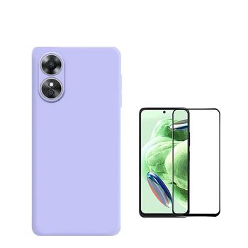 Kit Película De Vidro Temperado 5d Full Cover + Capa Silicone Líquido Phonecare Para Oppo A17 - Roxo