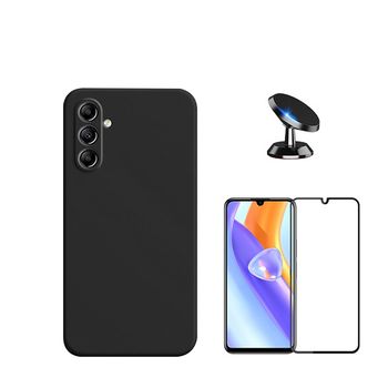 Kit Película De Vidro Temperado 5d Full Cover + Capa Silicone Líquido + Suporte Magnético De Carro Phonecare Para Samsung Galaxy A05s - Preto