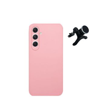 Kit Suporte Magnético Reforçado De Carro + Capa Silicone Líquido Phonecare Para Samsung Galaxy A15 - Rosa