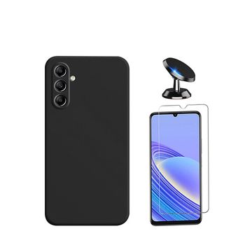 Kit Vidro Temperado Clearglass + Capa Silicone Líquido + Suporte Magnético De Carro Phonecare Para Samsung Galaxy A05s - Preto