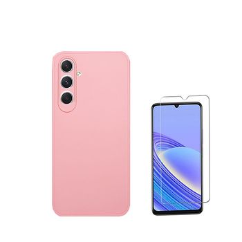 Kit Vidro Temperado Clearglass + Capa Silicone Líquido Phonecare Para Samsung Galaxy A15 - Rosa