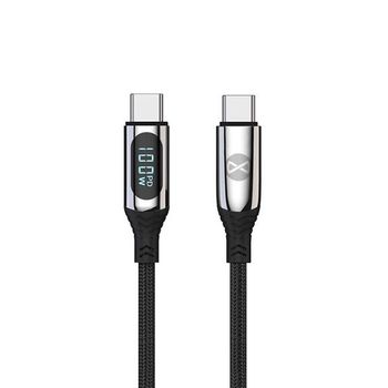 Cable Nylon Fastcharge 100w 1m Lcd Usb-c Forever Forever Negro