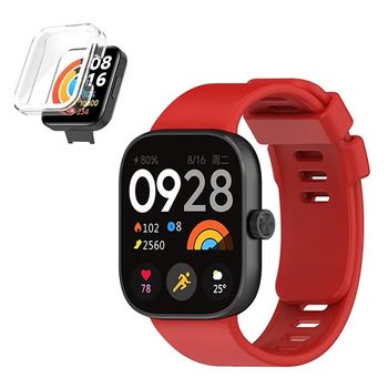 Kit Funda Protectora + Correa De Silicona Gift4me Compatible Con Reloj Xiaomi Redmi Watch 4 - Rojo