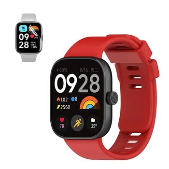 Kit Pulsera Silicona + Film Hidrogel Gift4me Compatible Con Reloj Xiaomi Redmi Watch 4 - Rojo