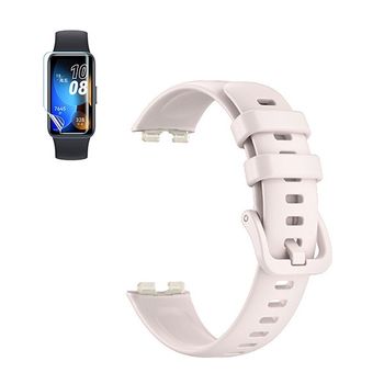 Kit Pulsera De Silicona Con Hebilla + Film De Hidrogel Gift4me Compatible Con Reloj Huawei Band 8 - Rosa