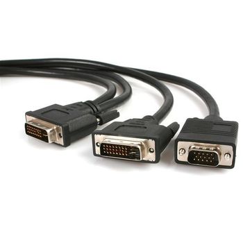 Startech.com Cable De 1,8m Multiplicador De Vídeo Dvi-i Macho A Dvi-d Macho Y Hd15 Vga Ma