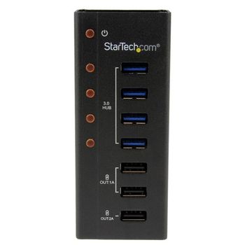 Startech.com Hub Concentrador Usb 3.0 De 4 Puertos Y 3 Puertos De Carga Usb ( 2x 1a Y 1x 2a) - Ladrón Con Carcasa De Metal