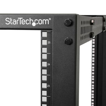 Startech.com Rack De Marco Abierto Con Profundidad Ajustable De 4 Columnas 25u Y 19 Pulgadas Con Ruedas/niveladores Y Anillas De Gestión De Cableado - Armario Rack Autoportante Con Ruedas - (4postrack25u)